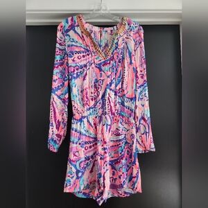 Lilly Pulitzer Romper Embellished Neck Size Small Style #25281